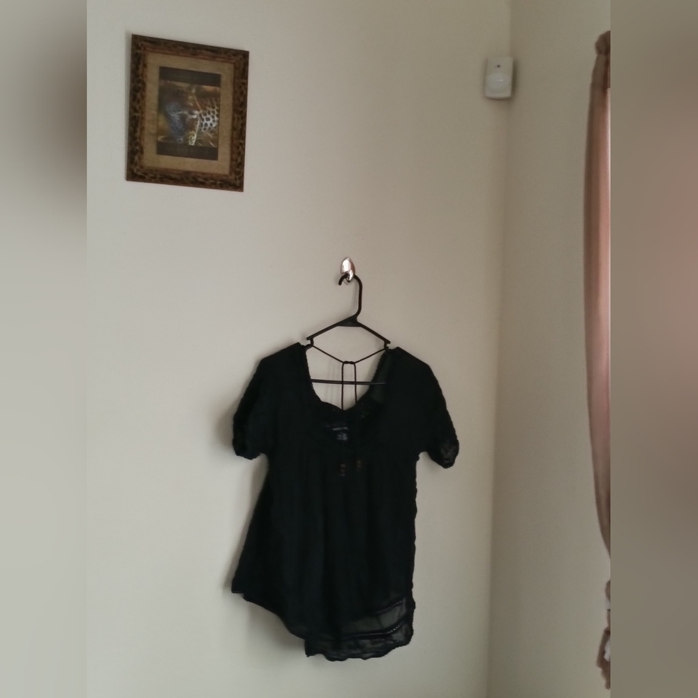 Wet Seal Blouse Women M Black Lace Top Office Casual Academia Bohemian Versatile
